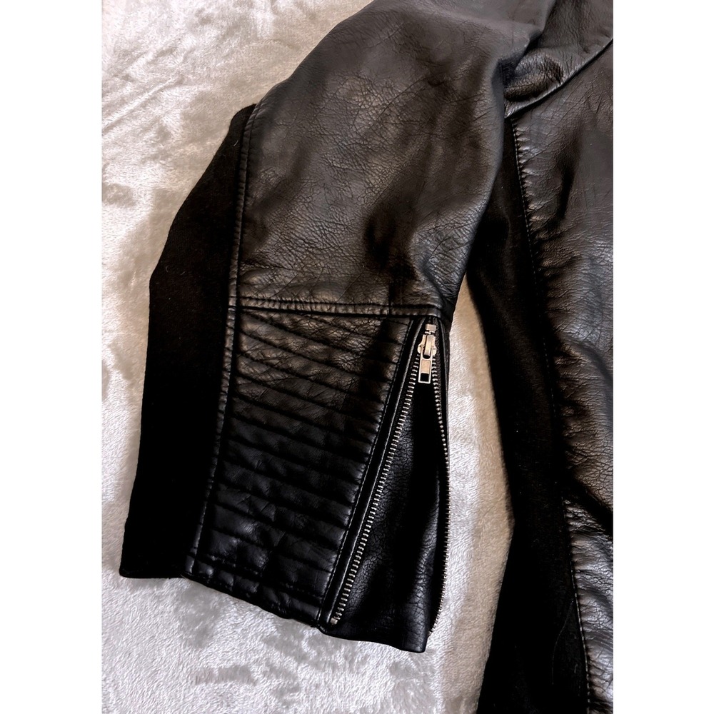 Torrid Black Faux Leather Moto Jacket Plus Size 6 Zip Pocket Minimalist Biker - Picture 12 of 16